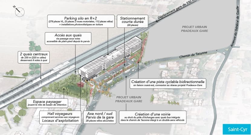 Travaux Ligne Nouvelle Provence Côte d'Azur. Modifications de la gare de St-Cyr / Mer.