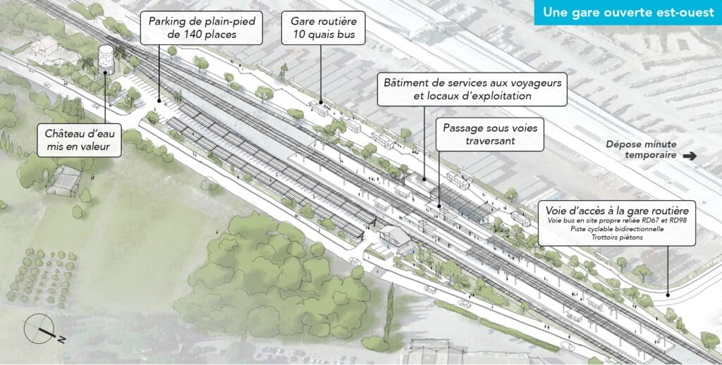Travaux Ligne Nouvelle Provence Côte d'Azur. Modifications de la gare de La Pauline-Hyères.